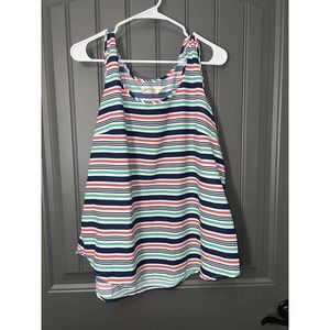 Faded Glory Blue Green Red Striped Round Neck Tank Top Size XXL
